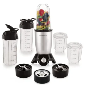 Cookwell Bullet Mixer Grinder 5 Jars, 3 Blades, Silver