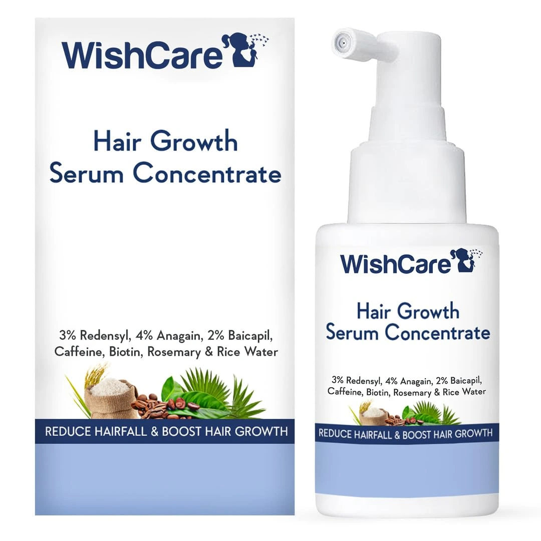 WishCare Hair Growth Serum Concentrate - 3% Redensyl, 4% Anagain, 2% Baicapil, Caffeine, Biotin & Rice Water - Advanced Hair Growth Serum for Hair Fall