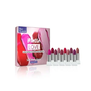 Blue Heaven Matte Love Mini Lipsticks pack of 10 | Long Lasting, Hydrating & Moisturizing Mini Roll on Lipsticks for Women