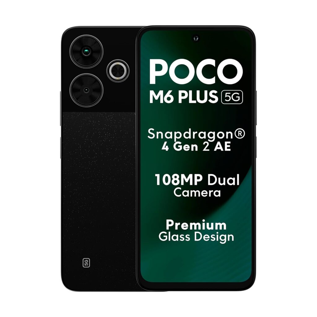 POCO M6 Plus 5G Graphite Black, 8GB RAM, 128GB Storage 108MP, 2MP Dual Rear Camera 13MP Front Camera Smartphone Under Rs 15,000