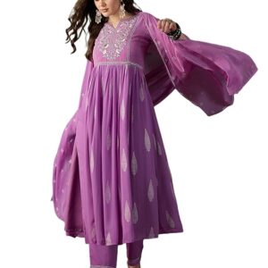 SheWill Maroon Anarkali Kurta Set