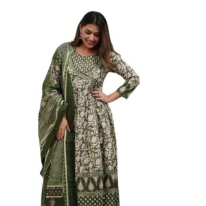 Refresh your closet with NityaG Women Cotton Floral Printed Anarkali Kurti.