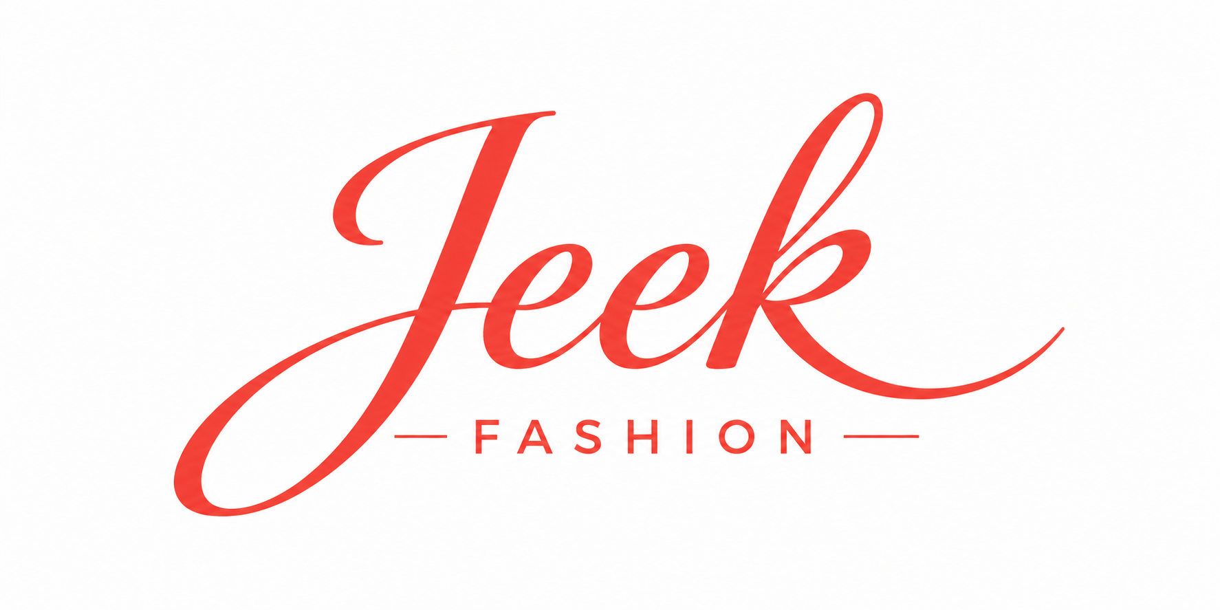 Jeek Fashion modern coral-red logo with elegant script typography and fashion branding design