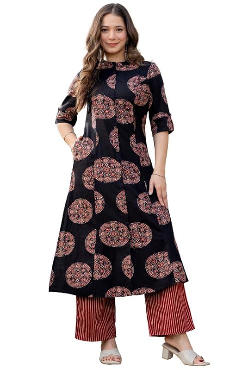 Rytras Cotton Printed A-Line Kurta Set