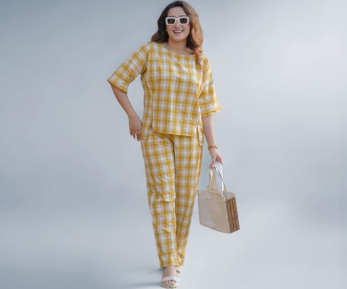 Woman wearing FABNEX stylish printed Indo-western summer outfit