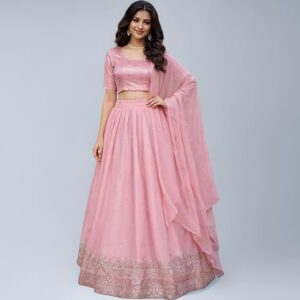 GLOBON Fashion embroidered georgette lehenga choli with dupatta for weddings