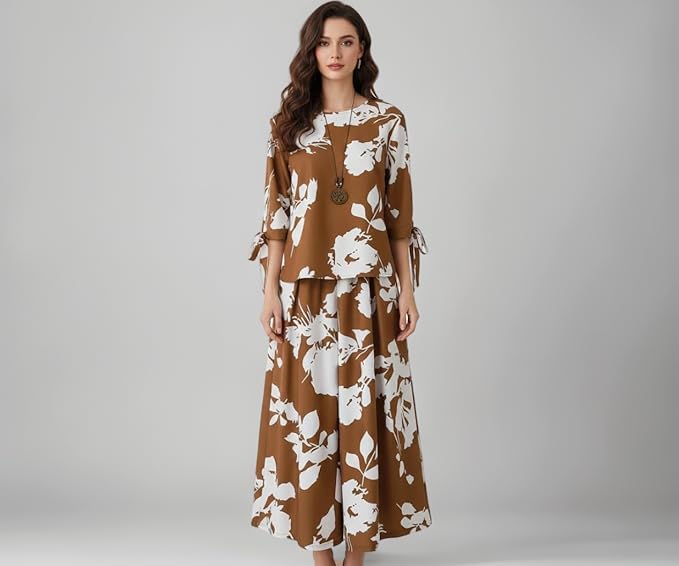 Floral co-ord loungewear set for women by Pleasing Strings