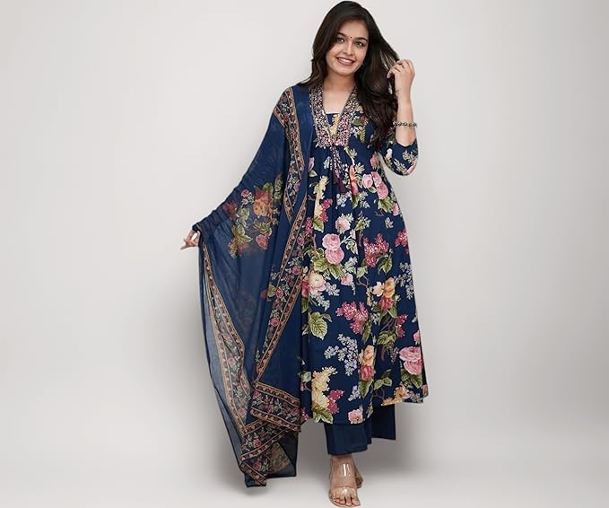 Woman wearing Tanisha office wear kurta set under ₹800 with elegant ethnic design