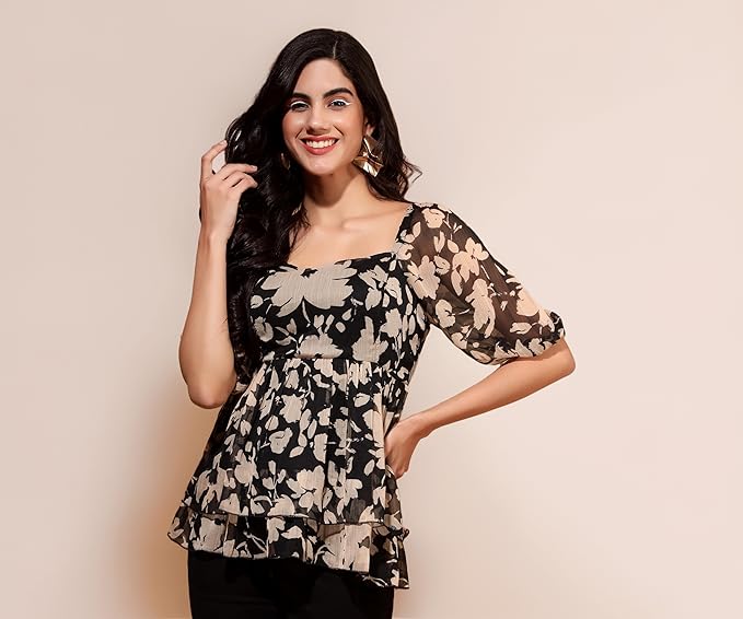 DRAPE AND DAZZLE smocking western top for party wear