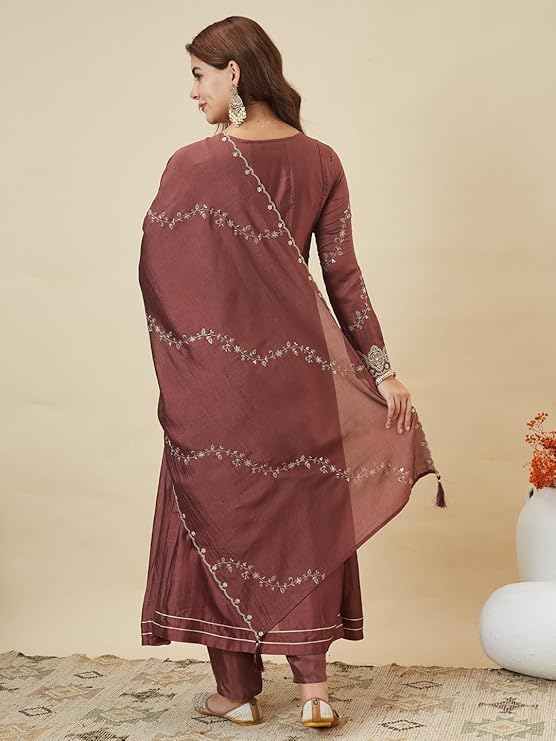 MOKOSH Silk Embroidered Anarkali Kurta Set - Image 2