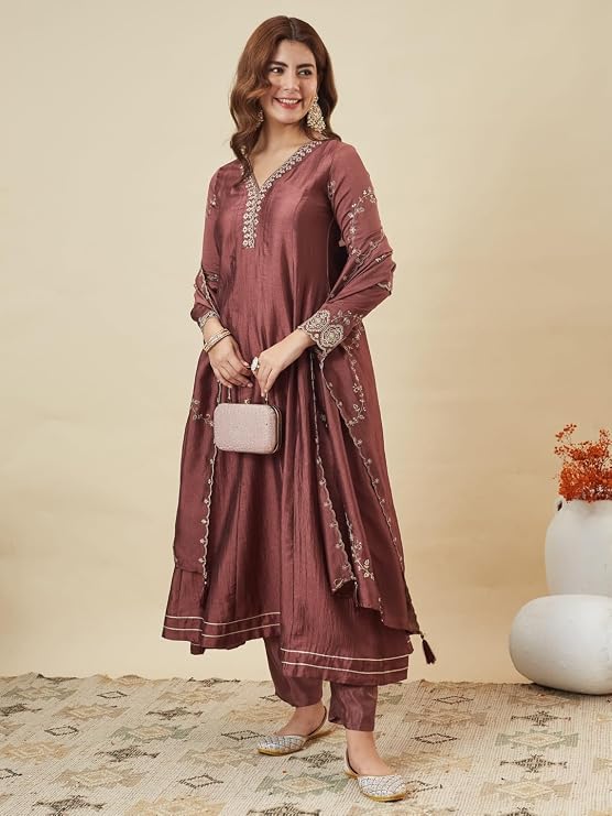 MOKOSH Silk Embroidered Anarkali Kurta Set - Image 3